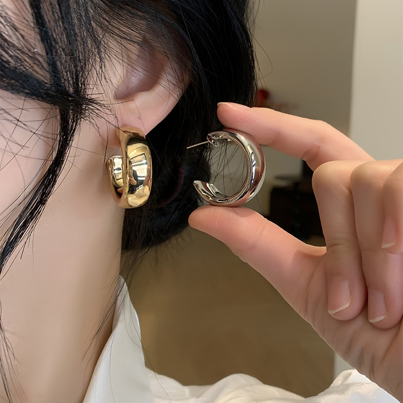 기질 금속 귀걸이 여성의 차가운 바람 2024 귀 구멍 귀 클립이없는 새로운 하이 엔드 라이트 럭셔리 틈새 귀걸이