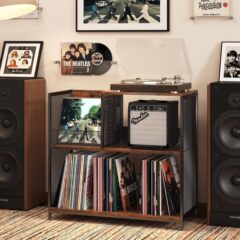 国境を越えた売れ筋大型レコードプレーヤーテーブルビニールレコード収納ラックレトロレコードプレーヤー収納ラック200レコード