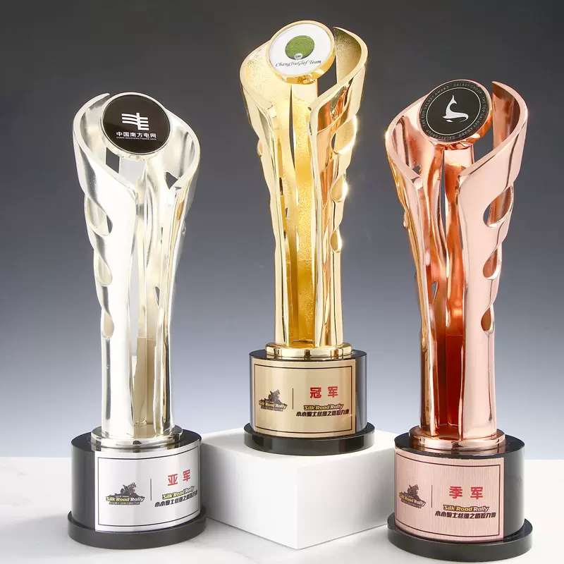 金属奖杯高档大气火炬冠军杯金银铜水晶奖杯奖牌可定Logo优秀员工