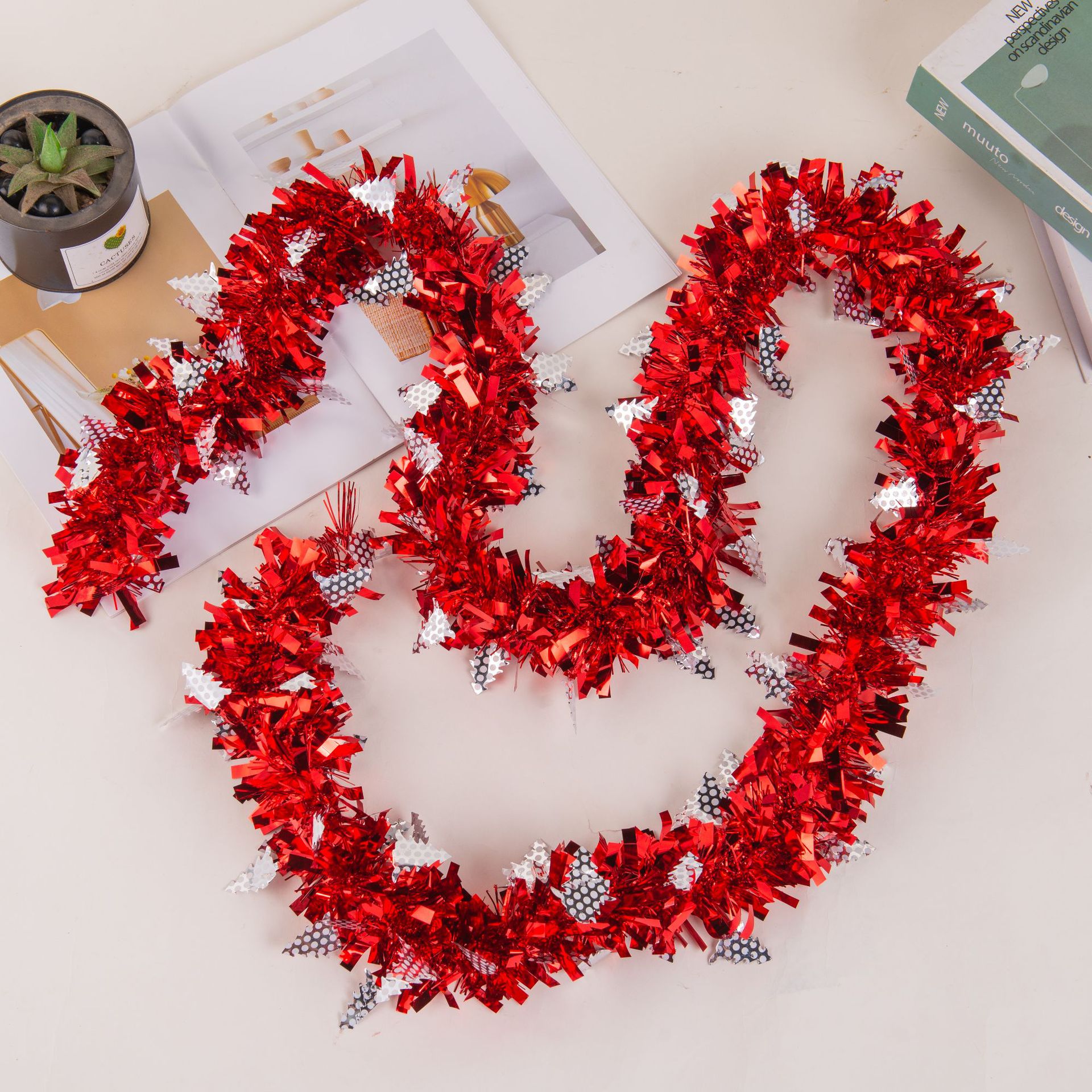 comercio exterior transfronterizo árbol de Navidad colgante espuma cifrado engrosado 9cm 5 capas 2m barra de color de decoración de Navidad tira de color