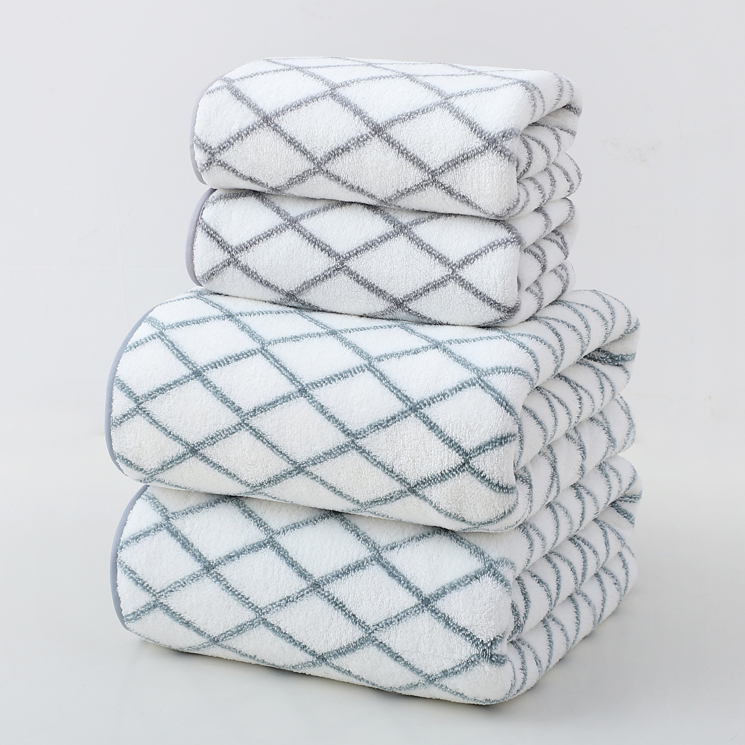 메쉬 그레이 타월과 목욕 타월 세트