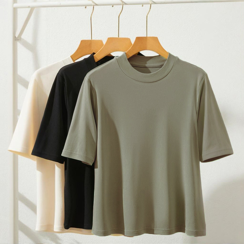 A generation of 100 mulberry silk twisted half sleeve sweater solid color crew neck half sleeve silk T-shirt female FJ412 A generation of 100 mulberry silk twisted half sleeve sweater solid color crew neck half sleeve silk T-shirt female FJ412