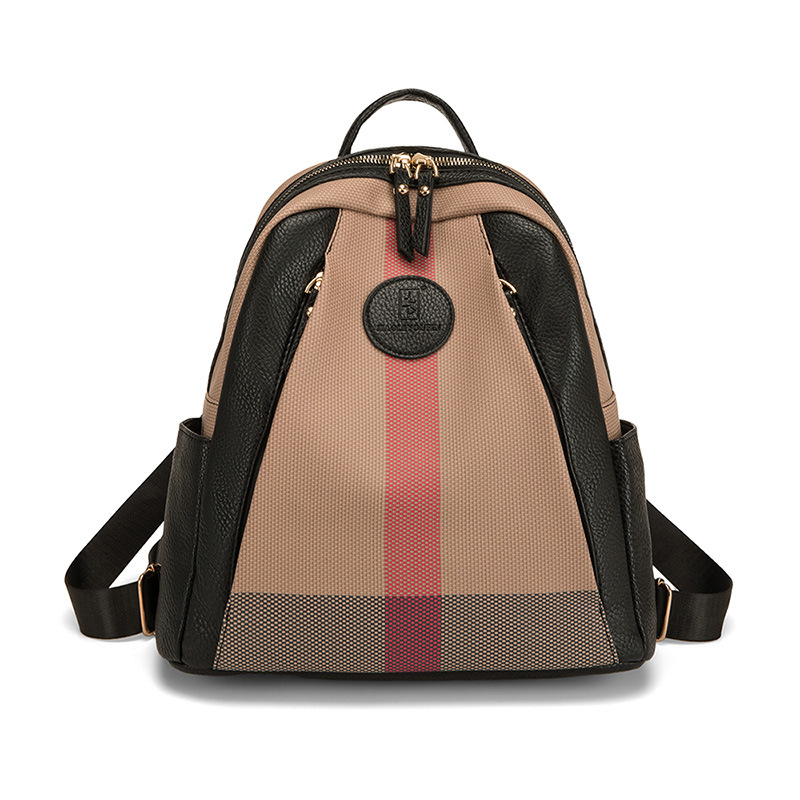 Mochila de lujo retro, alta sensación de marca, bolso de mujer, gran capacidad, color contrastante, bolso de viaje versátil de verano.