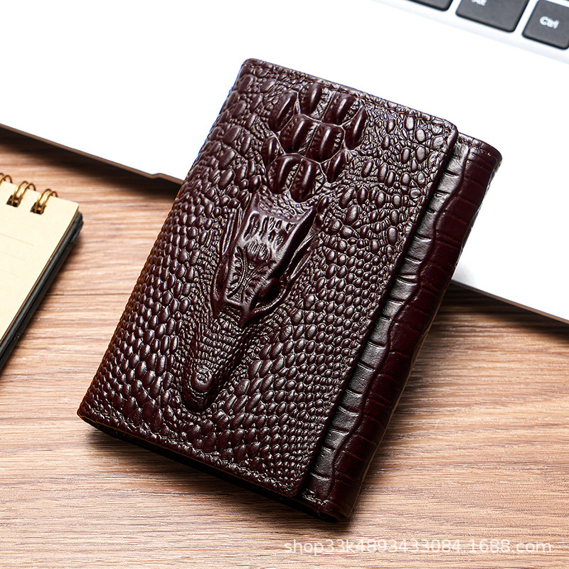 Explosions leather wallet short crocodile head wallet men's driver's license women's first layer cowhide a generation of hair Explosions leather wallet short crocodile head wallet men's driver's license women's first layer cowhide a generation of hair