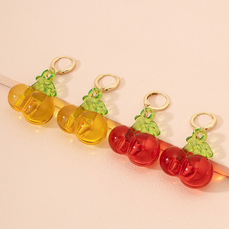 Retro Fruit Cherry Earrings display picture 2