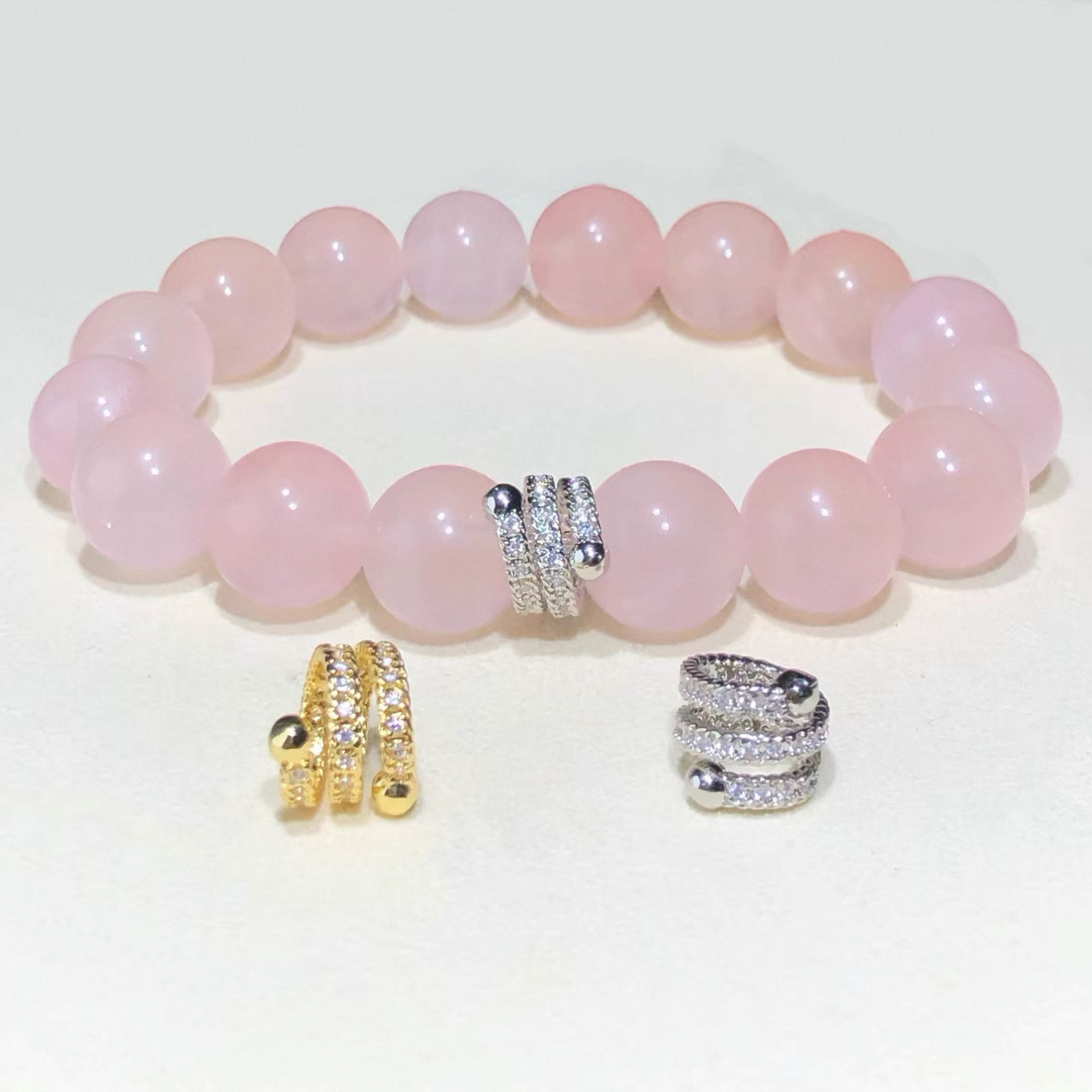 14K Gold-Filled Color-Preserving Crystal DIY Accessories Spiral Twist Ring-Shaped Bead Holder Bracelet Necklace Zircon Jewelry