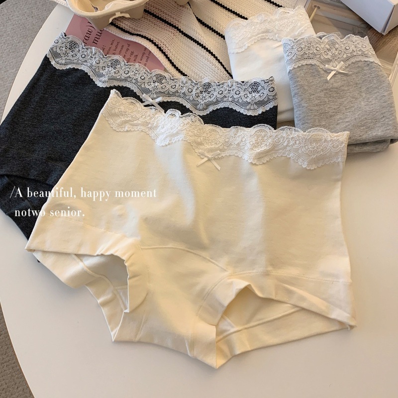 新女款10A抑菌新疆长绒棉平角全棉加长裆蕾丝边包臀内裤透气抗菌|undefined