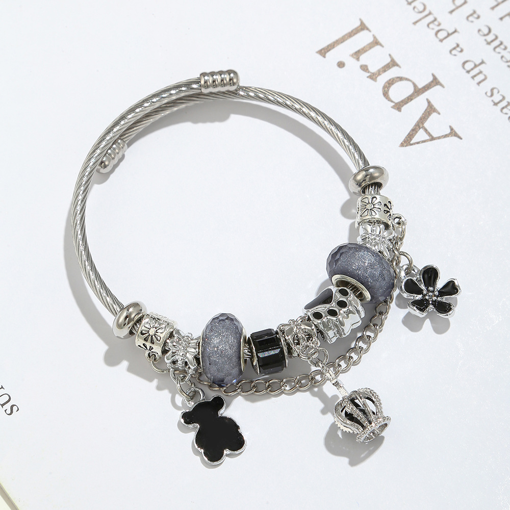 Cartoon Style Paw Print Crown Flower Alloy Enamel Resin Unisex Bangle