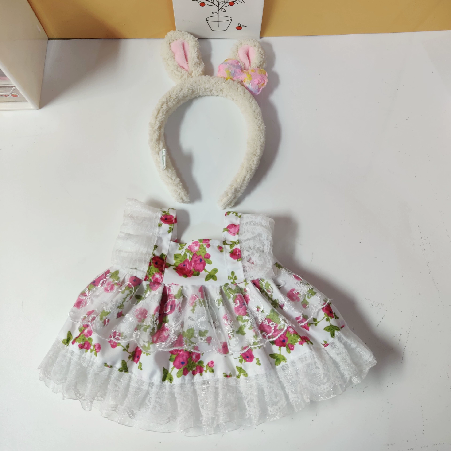 Кукла, платье, юбка, 30 см, с маленькими мишками, детская одежда