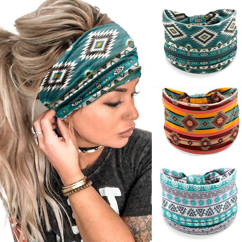 Bohemian Hair Band Fashion Women's Printed Headband Sports Yoga Hair Band Wide-brimmed Knot Headband Hair Accessories