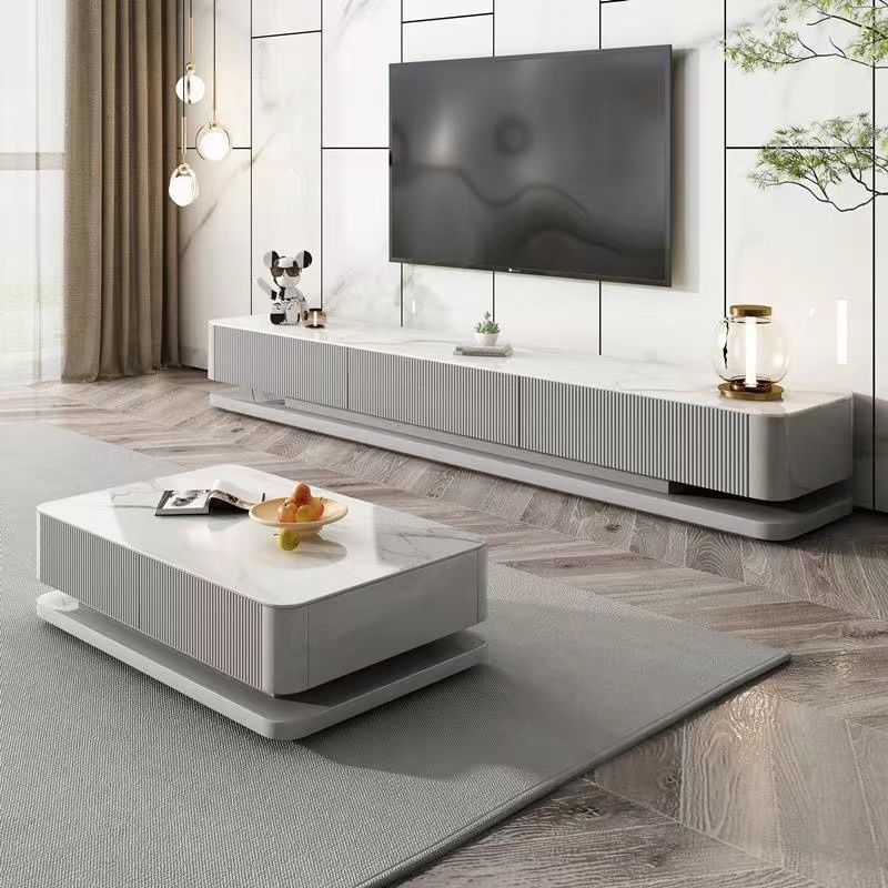 Light Luxury Modern Simple Extra Long Slate Tv Cabinet Coffee Table Combination Home Italian Floor-Standing Large Apartment Nordic Floor Cabinet