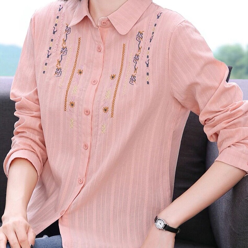 Fashionable Long-Sleeve Shirt for Women 2026 New Style Cardigan Autumn Outerwear for Middle-Aged and Elderly Mothers Spring and Autumn Tops Base Shirt