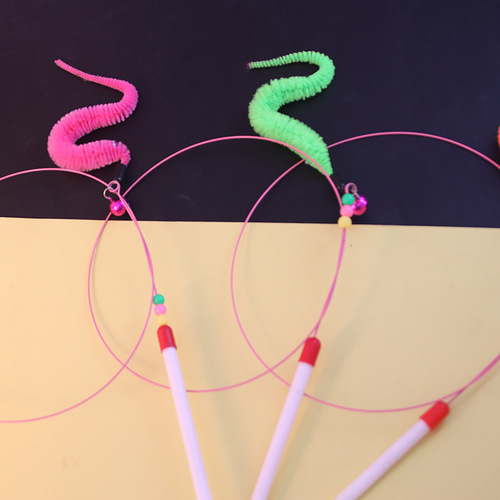 Cat Funny Stick Manufacturer Long Steel Wire Cat Funny Stick Caterpillar Funny Cat Toy Self-Happiness Relief Cat Funny Stick Wholesale