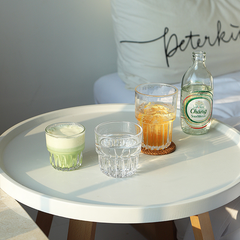 網紅咖啡拿鐵玻璃杯胖胖疊疊杯子ins簡約日式牛奶冷飲杯子玻璃杯