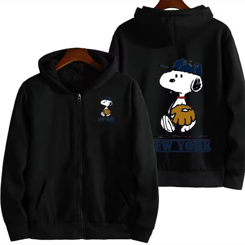Autumn New White Snoopy Printed Zipper Hoodie, Unisex American-Style Casual Cardigan Jacket Autumn New White Snoopy Printed Zipper Hoodie, Unisex American-Style Casual Cardigan Jacket