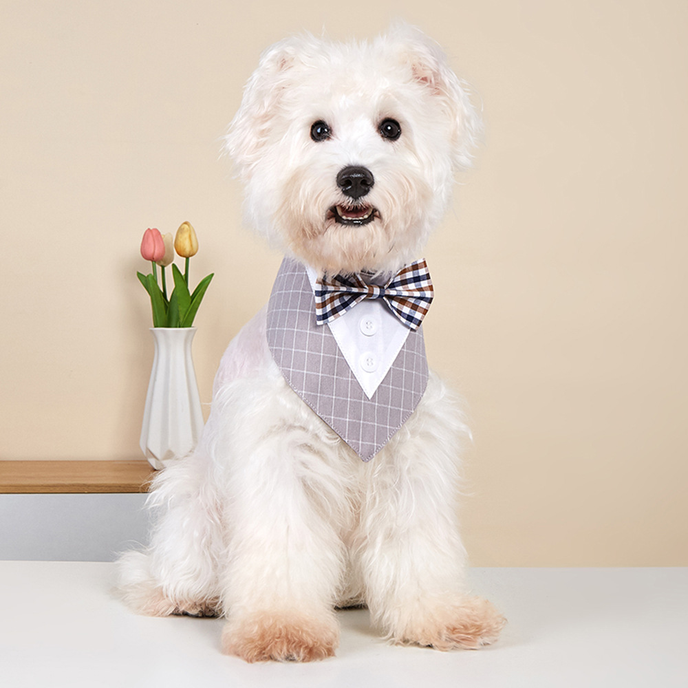 TANPOPO transfronterizo nuevo estilo británico trajes de boda mascotas toallas de saliva velcro toallas bufandas