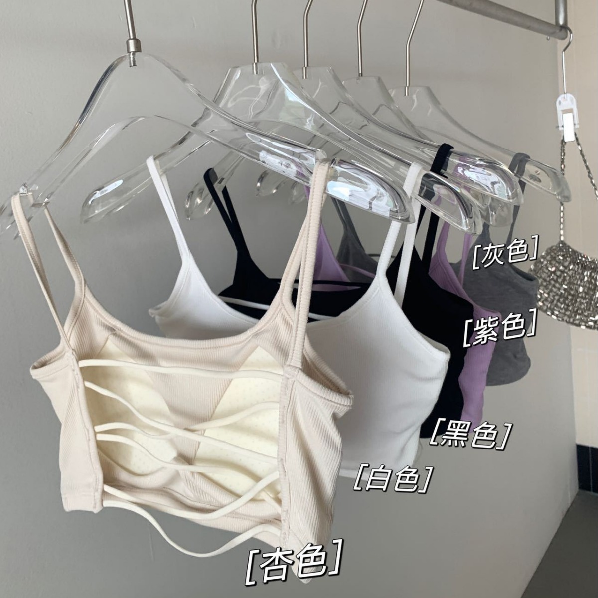 螺紋棉美背內衣女固定杯乳膠性感一體式吊帶抹胸辣妹性感美背文胸