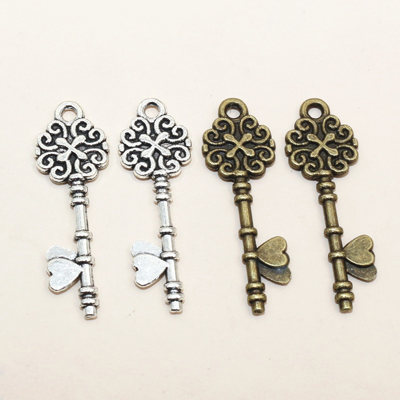 合金仿钥匙吊坠DIY饰品配件项链手链钥匙扣挂件 34x11mm 1.3g