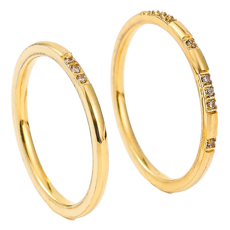 Cross-Border Titanium Steel Ring Couple Ring Simple Ultra-Fine Index Finger Diamond Tail Ring Plain Ring Stainless Steel Jewelry