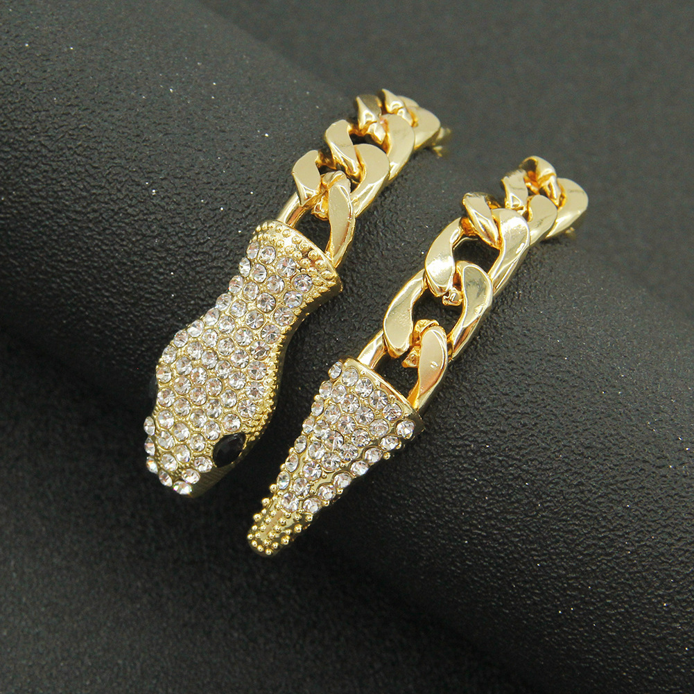 Cuban stil ormhuvud halsband med diamant och magnetlås_voghion.com