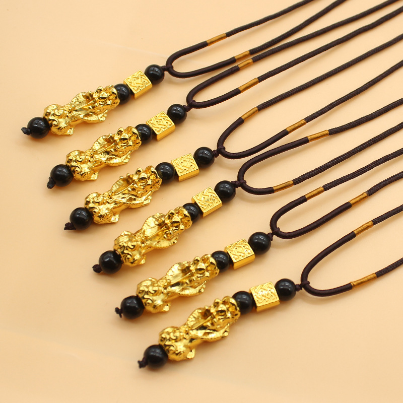 Imitation Vietnamese Sand Gold Pixiu Necklace 3D Pixiu Pendant for Men, Stylish and Unique Pendant, Tourist Attraction Foreign Trade Supply