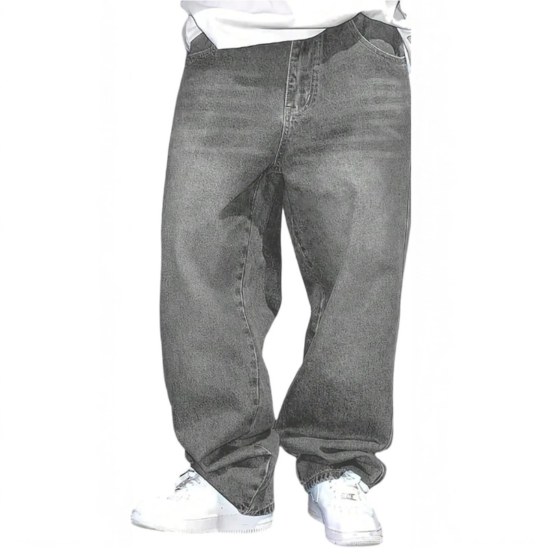 Cross-border 2026 Summer Men's Fashion Hot-Selling Gray Washed Denim Trousers, Stylish Straight-Leg Casual Pants Wholesale Cross-border 2026 Summer Men's Fashion Hot-Selling Gray Washed Denim Trousers, Stylish Straight-Leg Casual Pants Wholesale