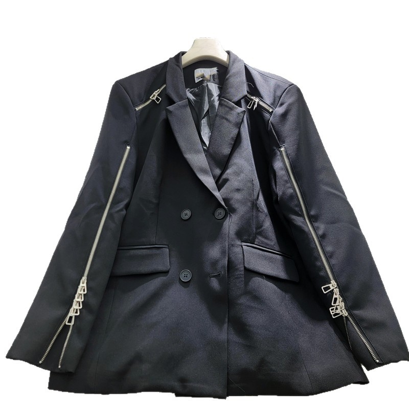 Chaqueta de Traje para Mujer de Algodón y Poliéster con Manga Larga y Cuello de Traje