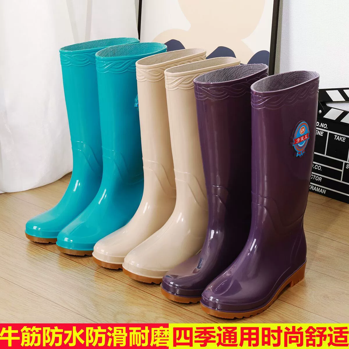 Резиновые сапоги Женские высокие резиновые сапоги Сапоги средней воды Водные сапоги на флисовой подкладке Нескользящие резиновые бахилы Обувь Модные высокие резиновые сапоги Зимняя Бесплатная доставка