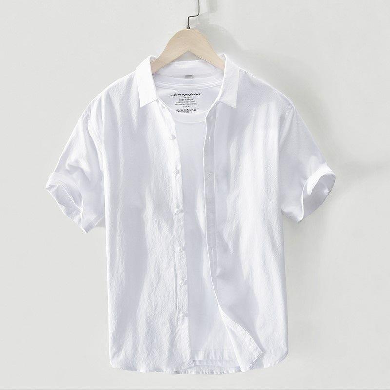 Camisa Oxford de manga corta Camisa delgada de verano de marca de moda para hombres Camisa de media manga de moda coreana suelta casual
