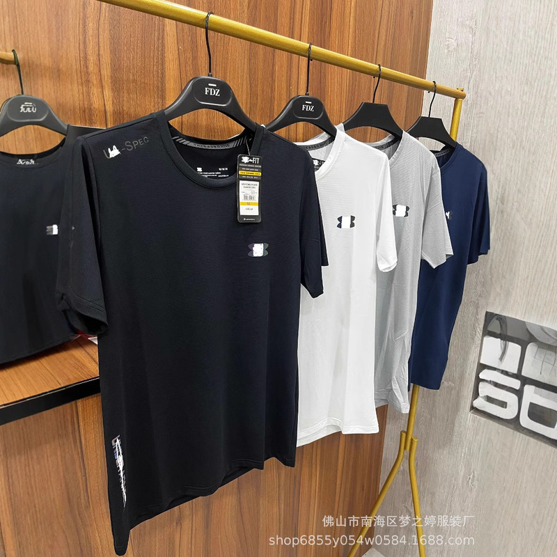 Cross-Border Short-Sleeve Quick-Dry T-Shirt for Men, Summer Ice Silk Breathable Running Fitness Loose Sports Men's Multi-Pocket Jacket