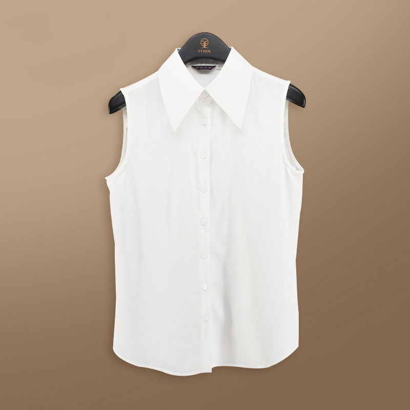 百搭女无袖背心衬衣领假领子夏内搭无袖坎肩上衣外穿娃娃领打底衫