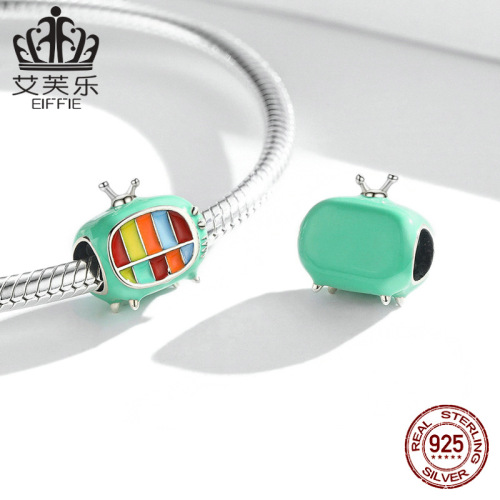 Evelo Mini TV Colorful Oil Drip Beads Bracelet Pure Silver S925 Pearl Beads Accessory SCC1861