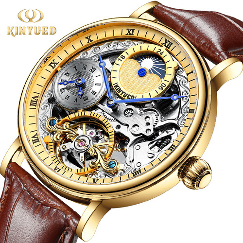 KINYUED men's watch hollow tourbillon fully automatic men's mechanical watch men's watch mechanical watch on behalf of
