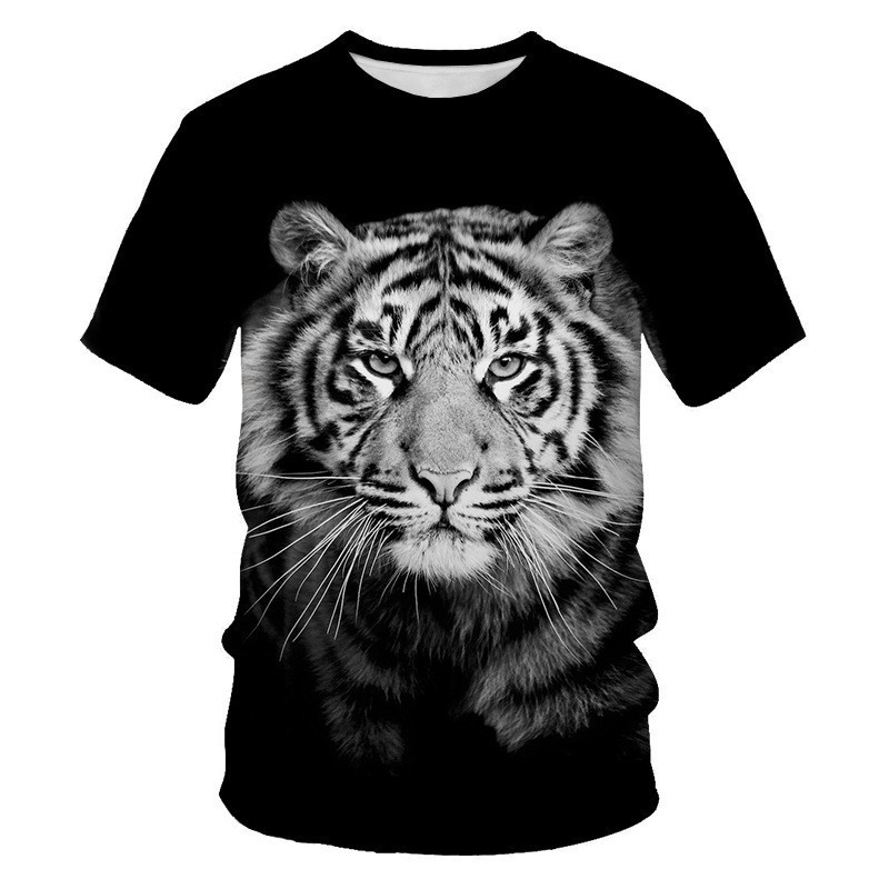 Venta caliente Forest Beast 3D impresión digital hombre calle salvaje hombro recto jersey transpirable suelta camiseta de manga corta