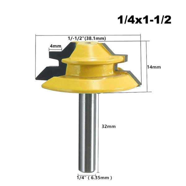 1/2 mango corona carpintería herramienta empalme cuchillo madera fresa cortador de alto grado 45 ° 45 grados espiga cuchillo línea cuchillo de ángulo recto