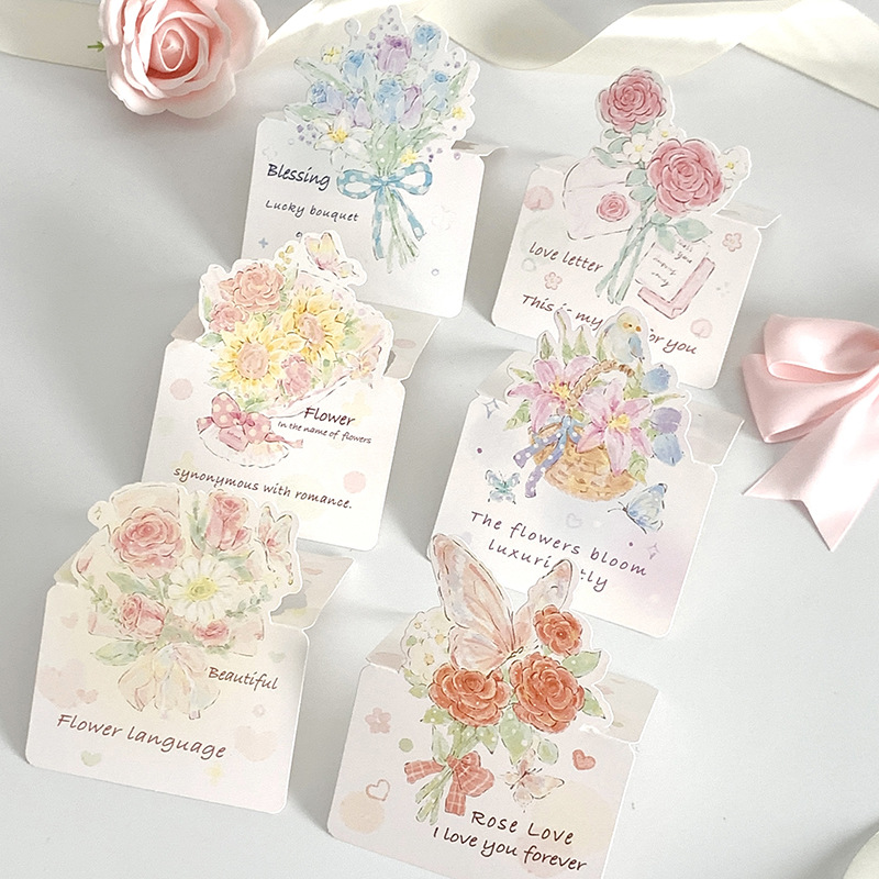 Three dimensional postcard, language cards for St. Valentine's Day, bouquet, Birthday gift 3
