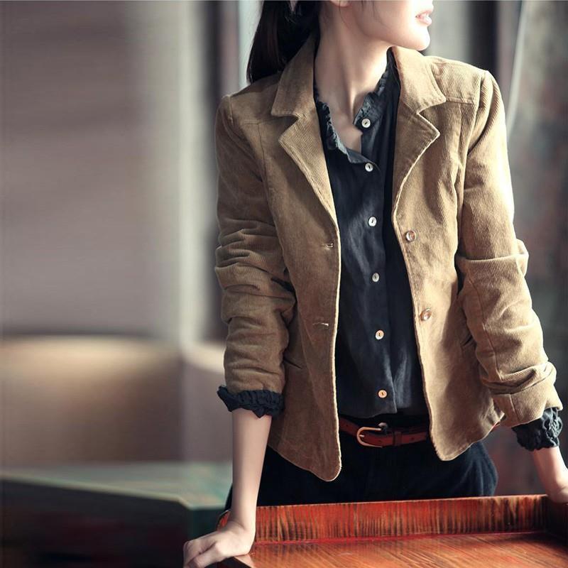 2022 Autumn New Korean style corduroy coat women's slim fit small suit casual corduroy top retro women's clothing E932 2022 Autumn New Korean style corduroy coat women's slim fit small suit casual corduroy top retro women's clothing E932