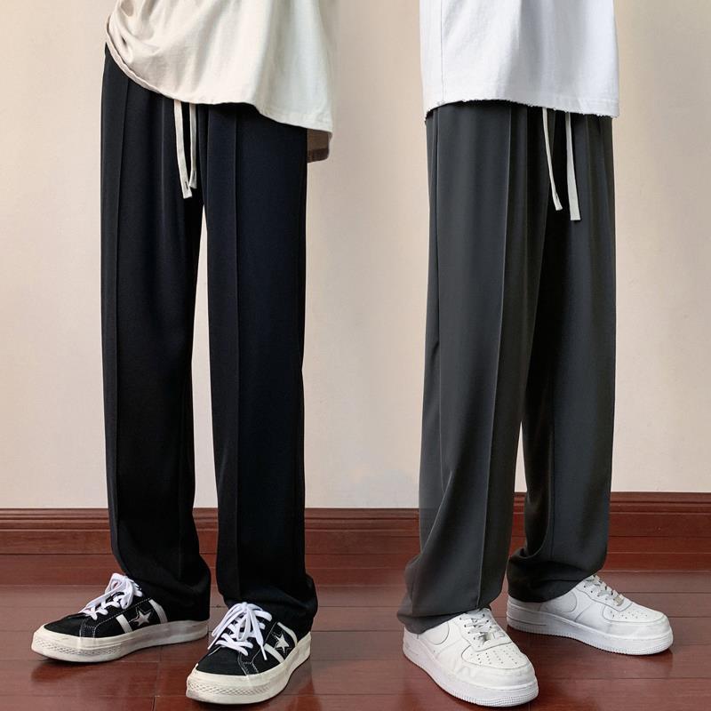 Ice silk pants men's summer high street...