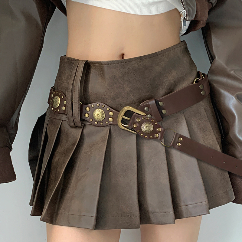 Western Cowboy Style American Retro Belt for Women, Xinjiang Travel Outfit, Spicy Girl Wasteland Style, Matching with Skirts and Pants, Trendy Belt