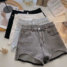 女童夏季新款牛仔短款韩版大长腿不规则松紧高腰修身牛仔短裤热裤