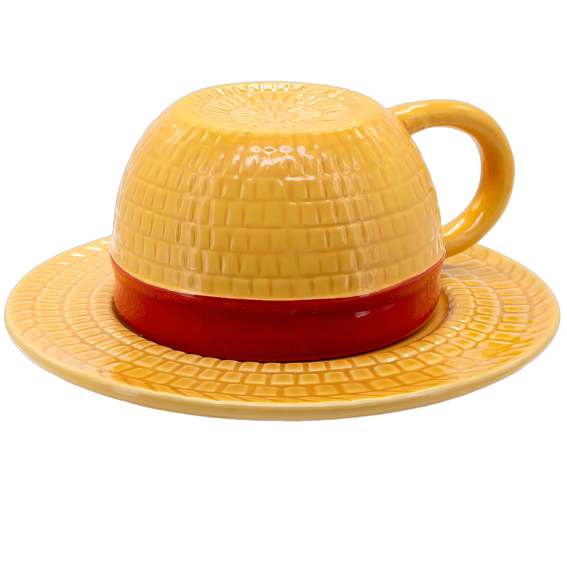 Taza de una pieza Luffy Sombrero de paja Taza de café Tazón Anime Taza de cerámica para el hogar Taza de café creativa Plato en stock