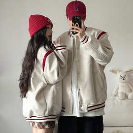 600G彩棉 加厚 毛呢  刺绣 高级感 情侣秋冬宽松 潮牌 外套棒球服