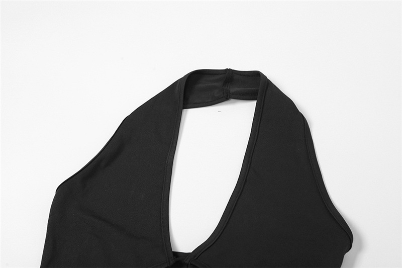 Autumn Winter Women Clothing Halter Sexy Backless Slim Fit Hollow Out Cutout Leggings Jumpsuit for Women