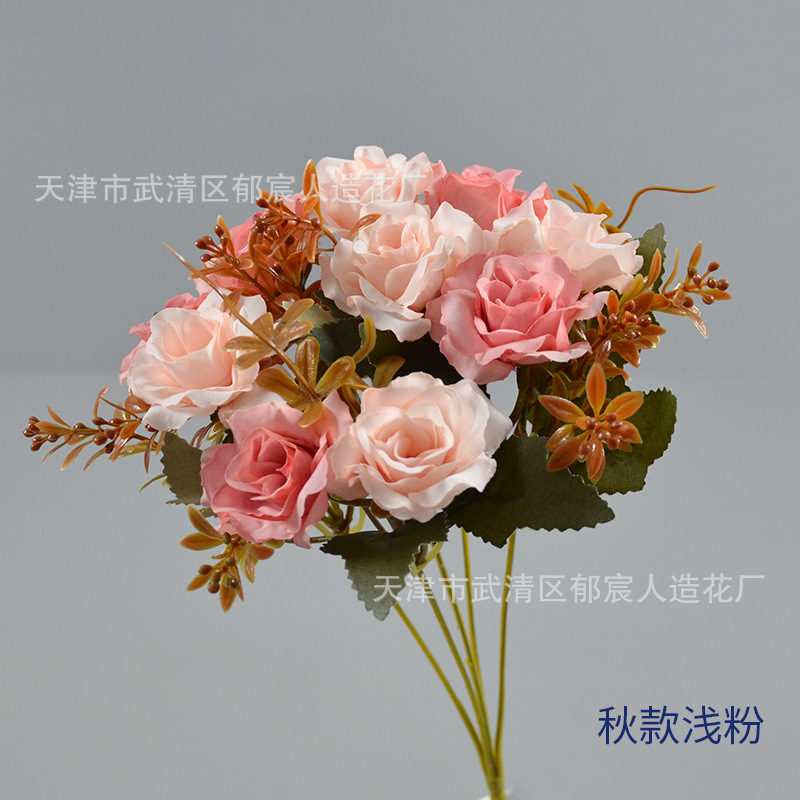 22 rosas de diamante paquete de otoño primavera corona floral centro comercial vitrinas para colocar sala de estar comedor decoración