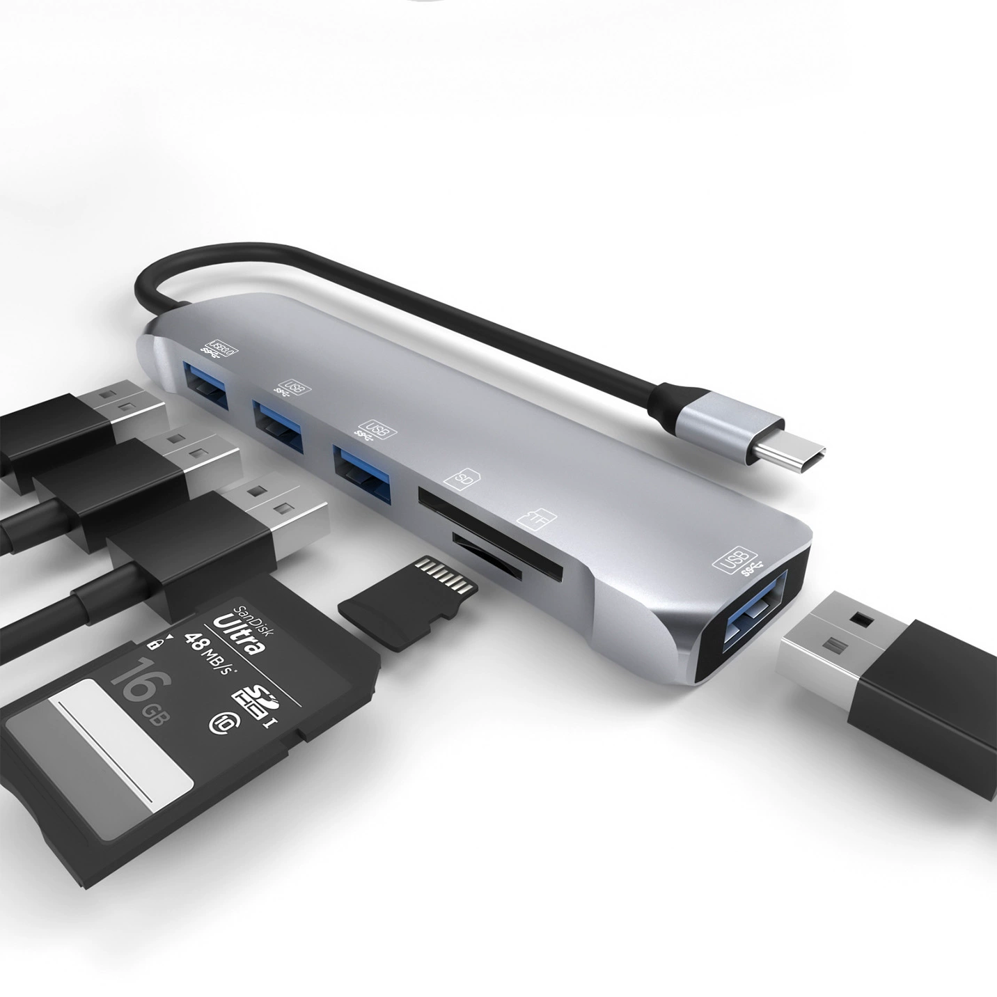 Amazon Android TYPE-C к USB3.0 Вуху широкая концентра hub с чтением SD/TF карт HUB3.0 применимо к MAC