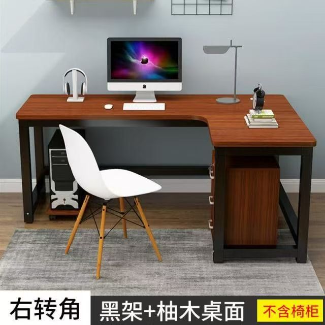 티크 컬러 데스크탑 + 블랙 선반 + 오른쪽 코너(두꺼운 데스크탑)
