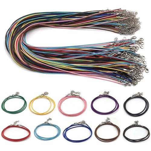 Necklace Waxed Cord Korean Waxed Cord Necklace Cord Lobster Claw Black Thread Leather Cord Pendant Cord Handmade DIY Accessory