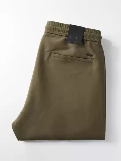 MD Men's 2026 Fall/Winter New Arrival Solid Casual Pants with Elastic Drawstring Waist, Straight-Leg Slim-Fit Business Trousers