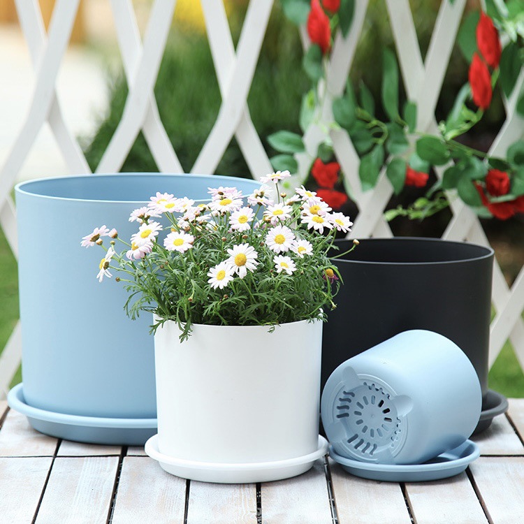 高颜值简约直筒盆 客厅家用加厚直桶塑料树脂透气控根果树大花盆