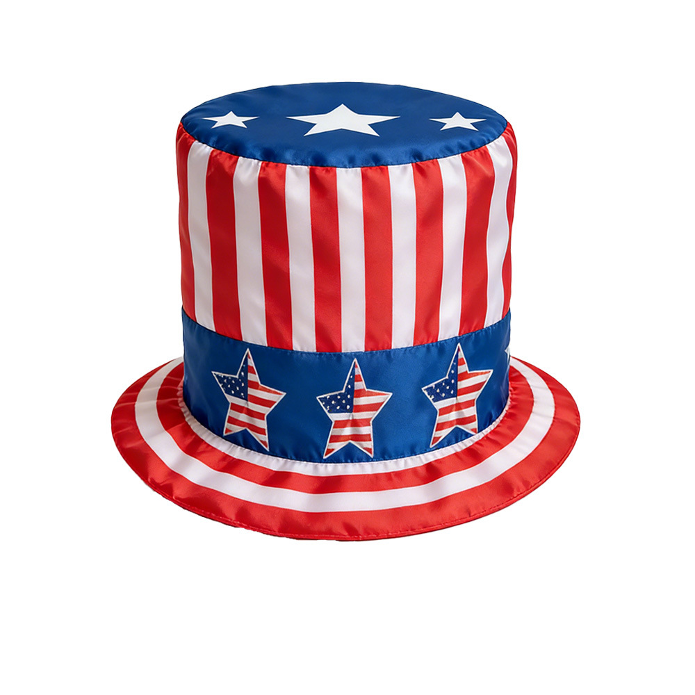 Nuevo sombrero transfronterizo del Día de la Independencia de los Estados Unidos Tío Sam sombrero festivo accesorios de decoración infantil bandera de los Estados Unidos sombrero alto
